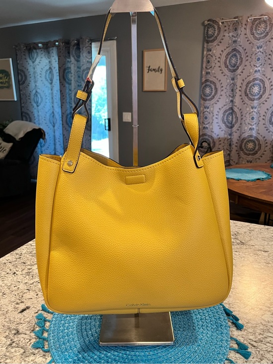 Calvin Klein Handbags - Calvin Klein Yellow Pebbled Shoulder Tote